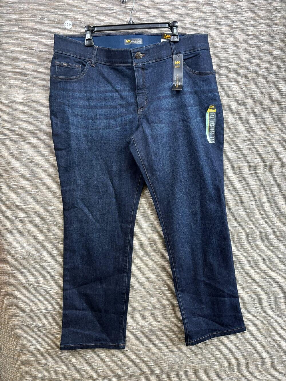 Lee Jeans Womens 20W Petite Blue Mid Rise Straight Stretch Denim 29 Inseam